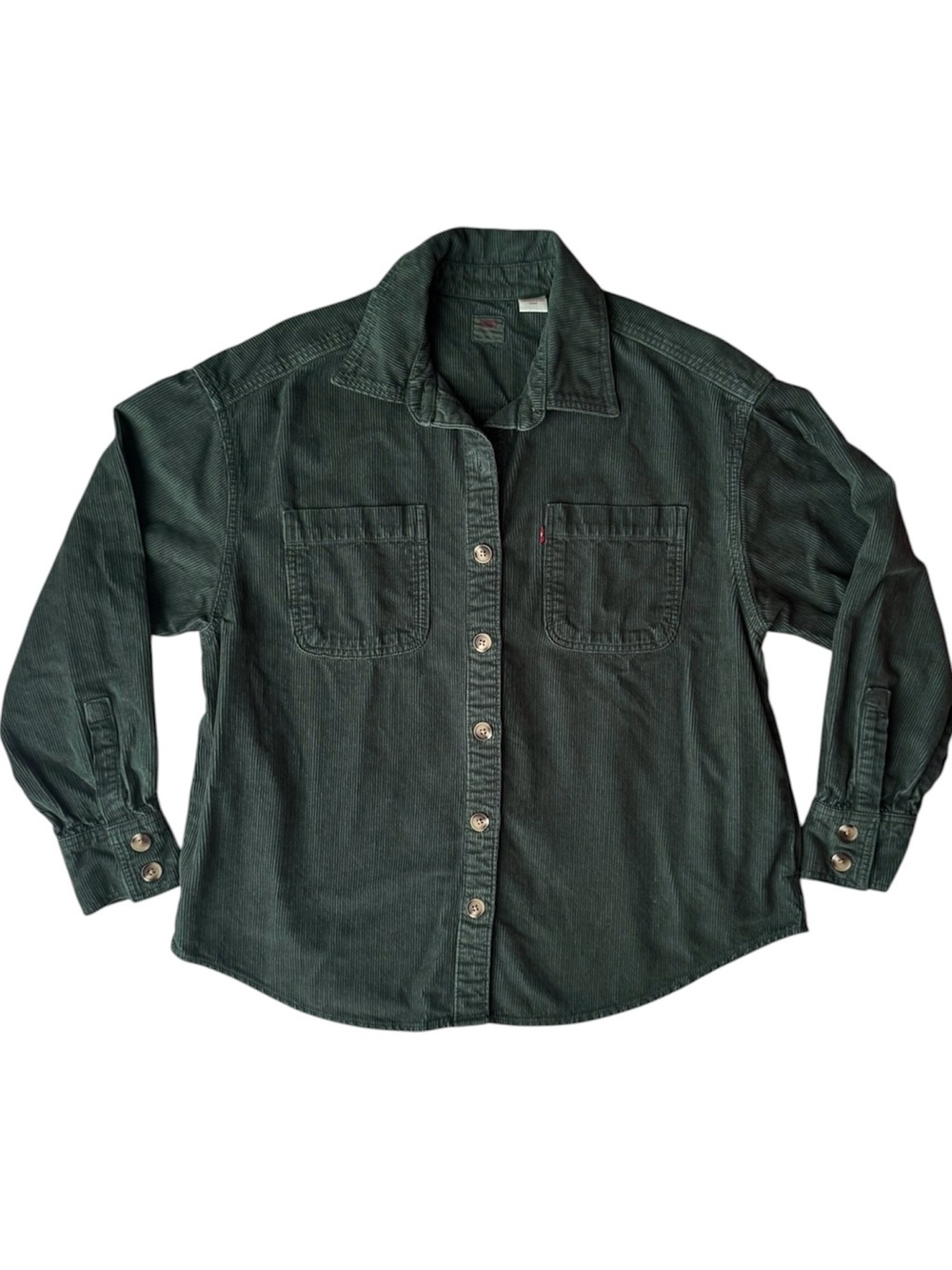 Vintage Levi’s Corduroy Shacket Button Up Shirt Forest Dark Green Medium